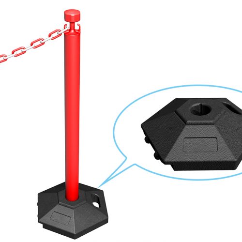 Plastic Stanchion with Wheeled Rubber Base
