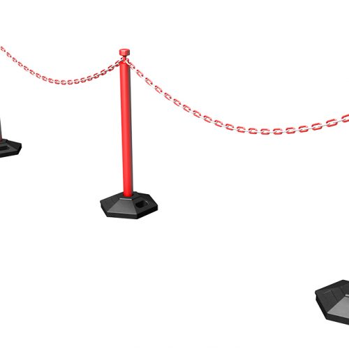 Plastic Stanchion with Wheeled Rubber Base